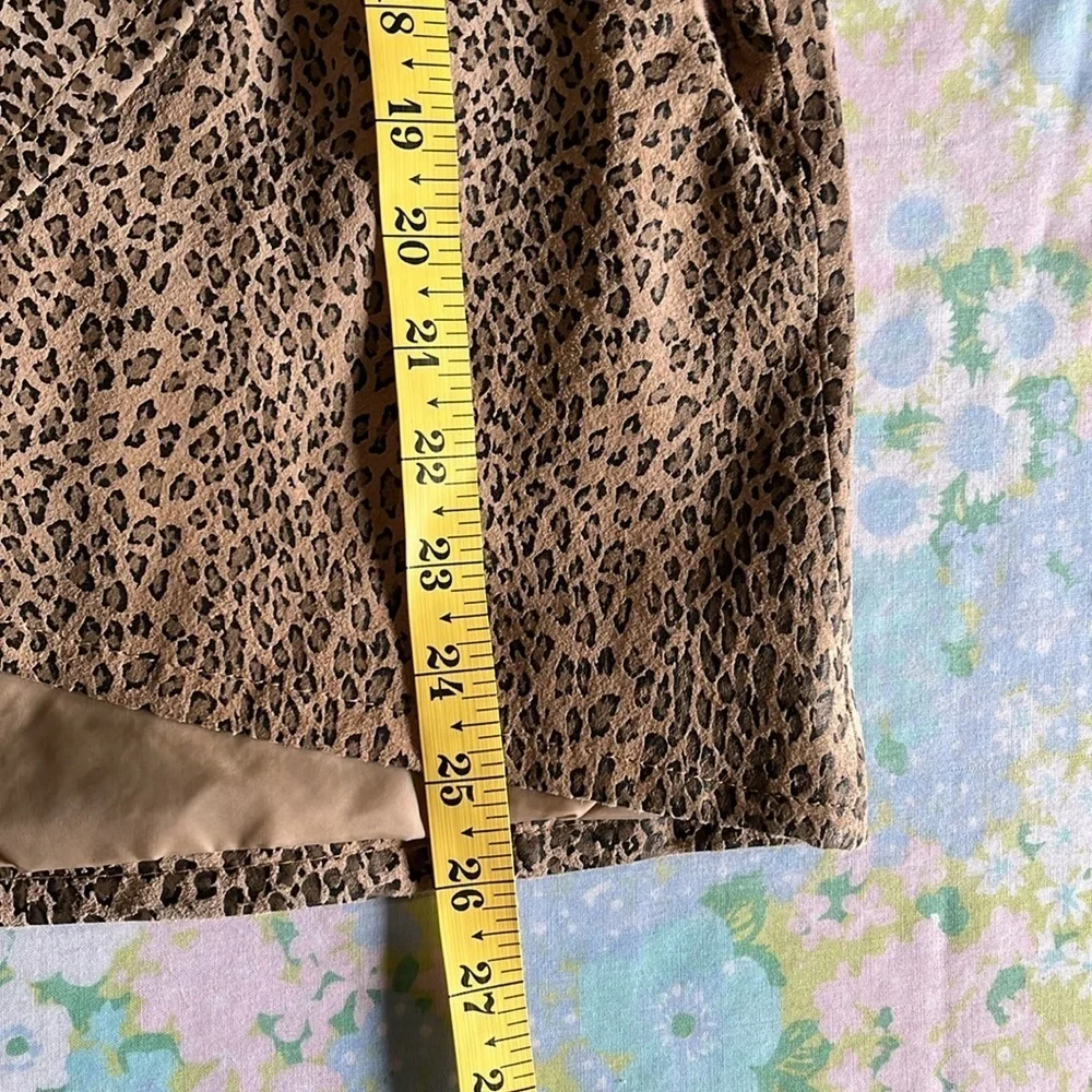NWT Vintage 100% Leather Deadstock Chia‎ Leopard Print Wrap Skirt Size 10 90s